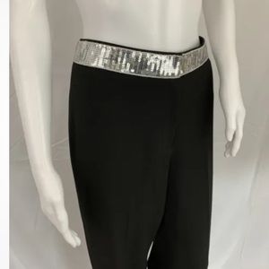LARRY LEVINE Black & Silver Sequin Tailored Relaxed Fit Trouser Pants Sz 8 NWOT